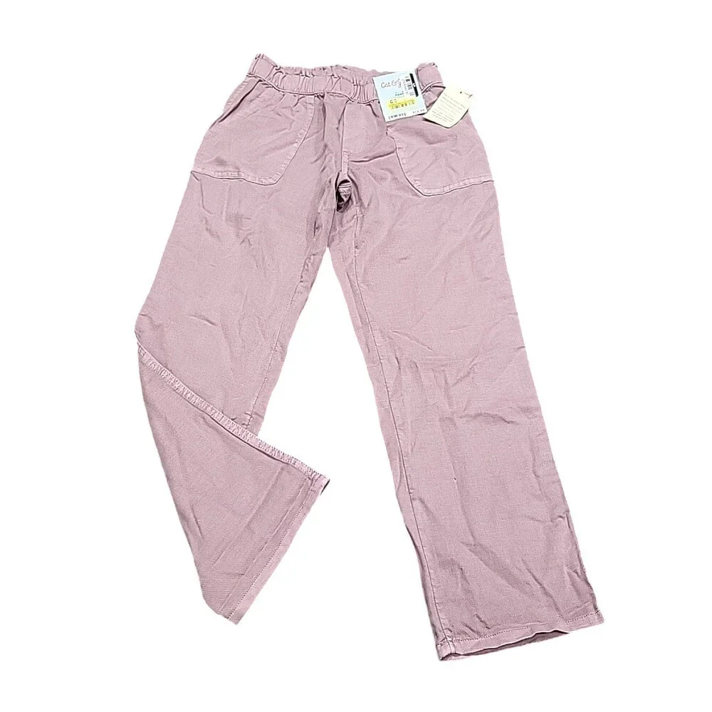Kids Girls Pull On Utility Pants with Pockets Medium Size 8 Light Plum Purple